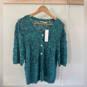 NWT Soft Surroundings Blue Calla Cardigan Women’s Size XL